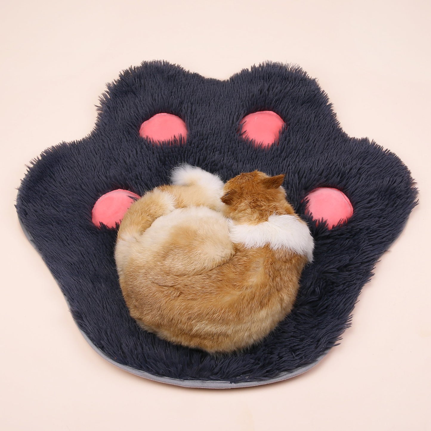 Cute Cat Paw Print Plush Mat – Non-Slip Soft Kitten Bed Pad for Pet Kennels