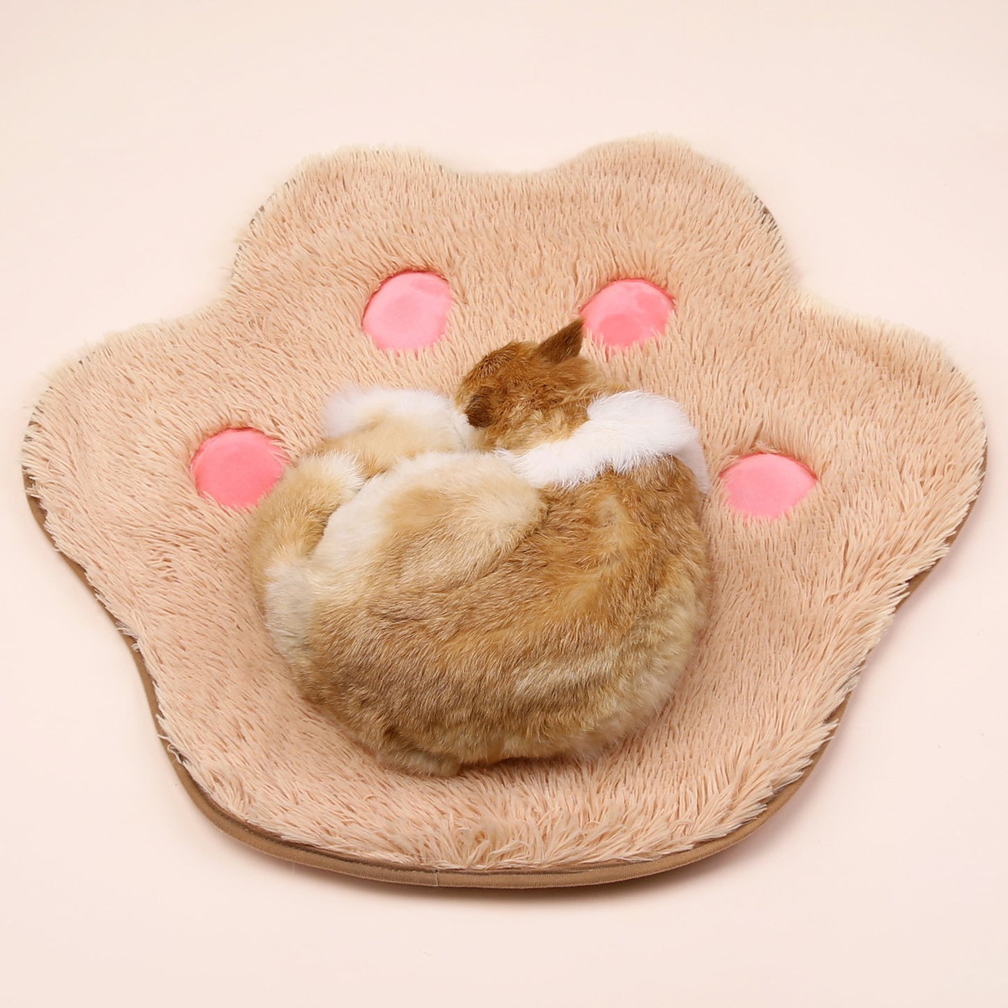 Cute Cat Paw Print Plush Mat – Non-Slip Soft Kitten Bed Pad for Pet Kennels
