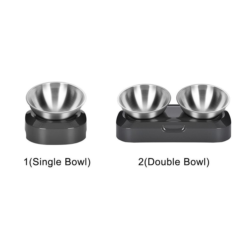 Adjustable Inclined Stainless Steel Cat Bowl – Ergonomic Pet Feeder for Food & Water