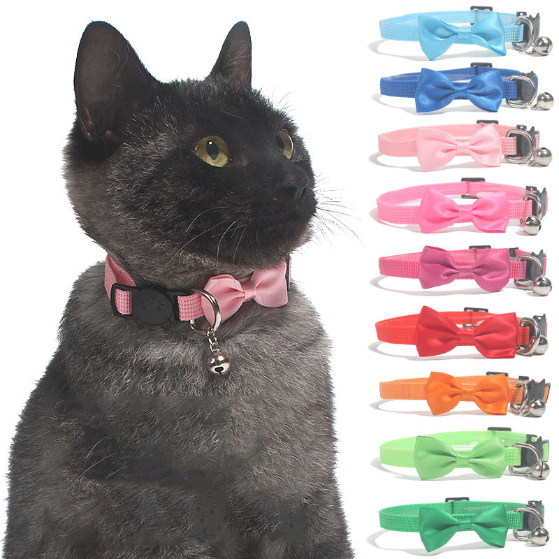 Adjustable Nylon Cat Collar with Bell – Multicolor & Safe