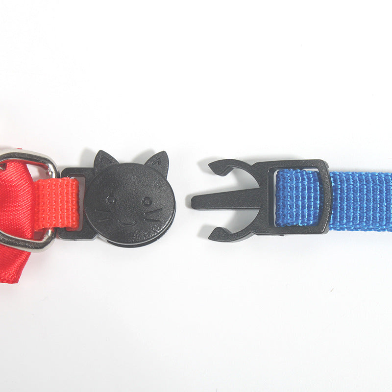 Adjustable Nylon Cat Collar with Bell – Multicolor & Safe