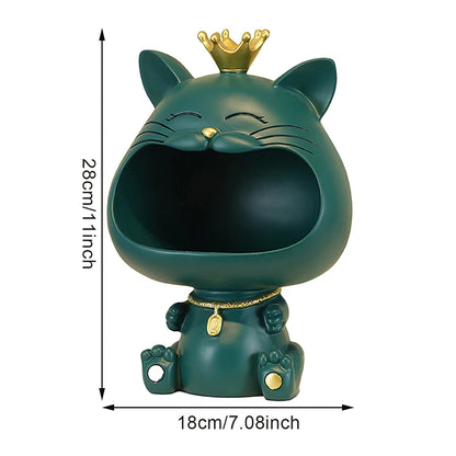 Large Creative Big Mouthed Cat Key Holder – Modern Minimalist Resin Ornament