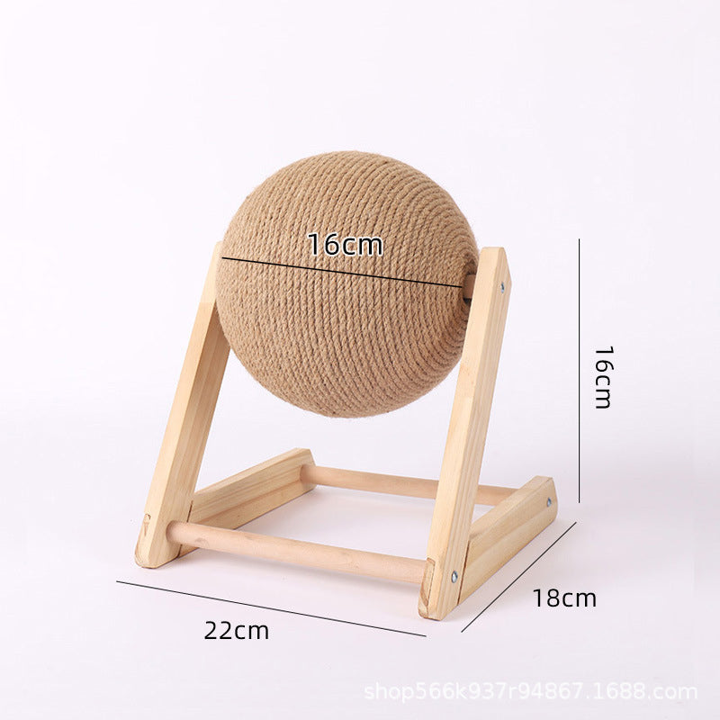 Wooden Cat Scratch Ball – Durable Hemp Rope Climbing Post & Scratch Toy