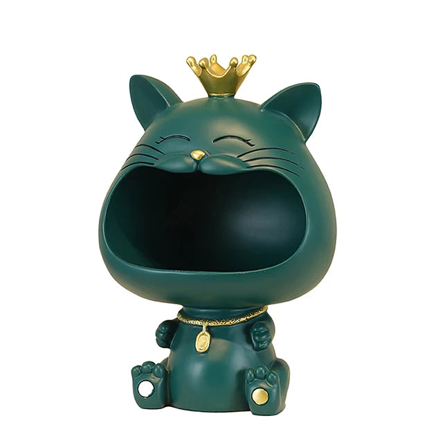 Large Creative Big Mouthed Cat Key Holder – Modern Minimalist Resin Ornament