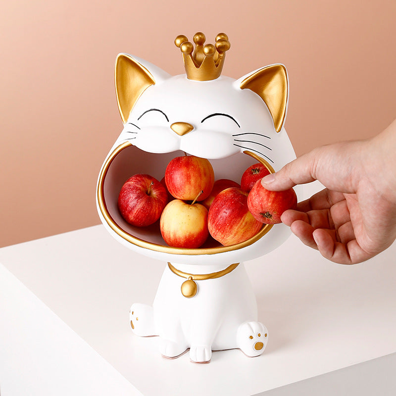 Large Creative Big Mouthed Cat Key Holder – Modern Minimalist Resin Ornament