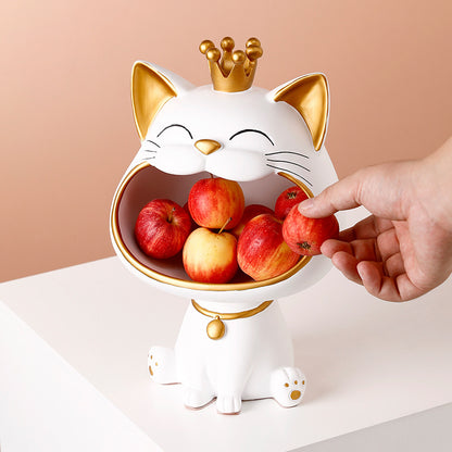 Large Creative Big Mouthed Cat Key Holder – Modern Minimalist Resin Ornament