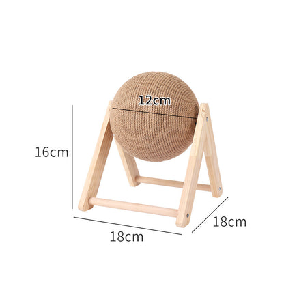 Wooden Cat Scratch Ball – Durable Hemp Rope Climbing Post & Scratch Toy