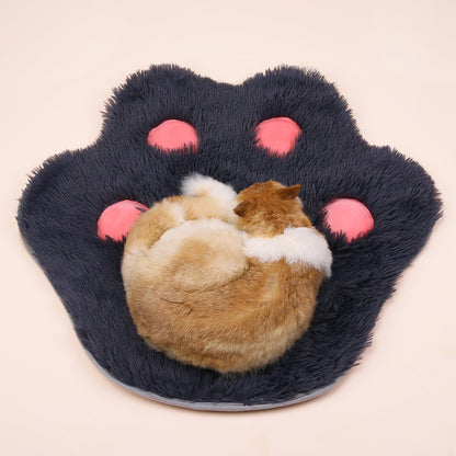 Cute Cat Paw Print Plush Mat – Non-Slip Soft Kitten Bed Pad for Pet Kennels