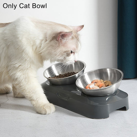 Adjustable Inclined Stainless Steel Cat Bowl – Ergonomic Pet Feeder for Food & Water