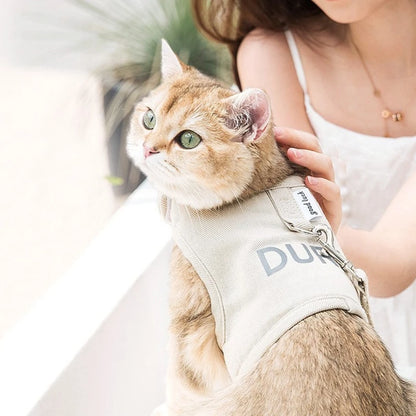 Adjustable Canvas Cat Harness with Leash – Breathable & Secure for Outdoor Walks