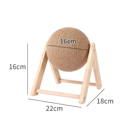 Wooden Cat Scratch Ball – Durable Hemp Rope Climbing Post & Scratch Toy