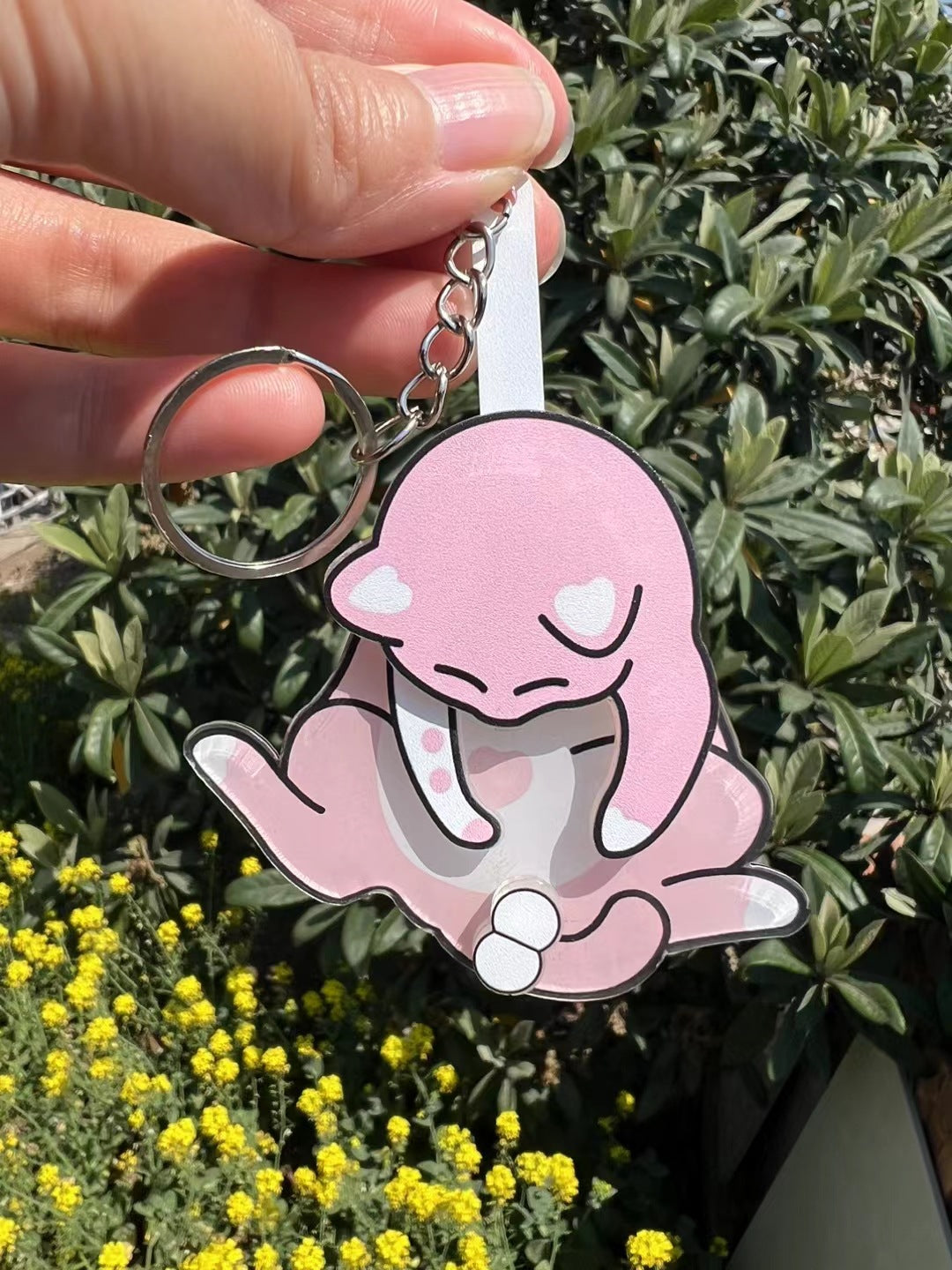 Cute & Bizarre Spinable Cat Egg Keychain – Trendy Acrylic Bag Pendant
