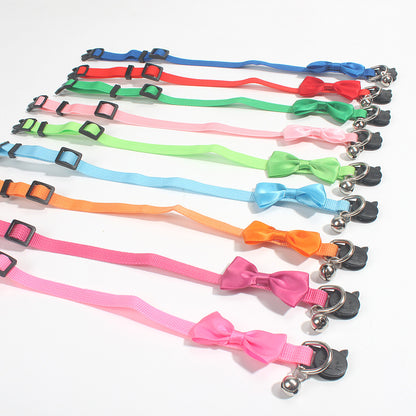 Adjustable Nylon Cat Collar with Bell – Multicolor & Safe