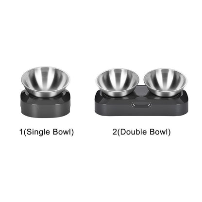Adjustable Inclined Stainless Steel Cat Bowl – Ergonomic Pet Feeder for Food & Water