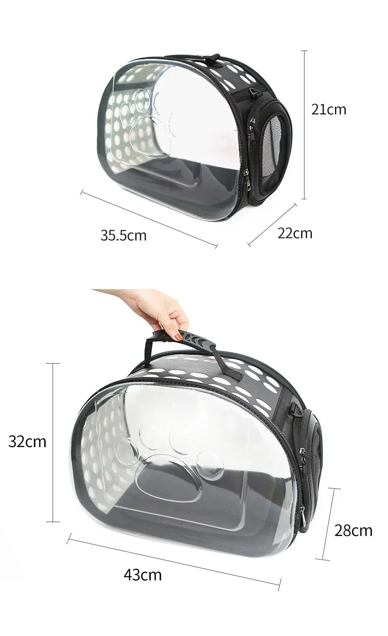 Portable Cat Carrier with Clear Window – Lightweight & Foldable Design
