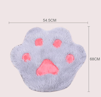 Cute Cat Paw Print Plush Mat – Non-Slip Soft Kitten Bed Pad for Pet Kennels