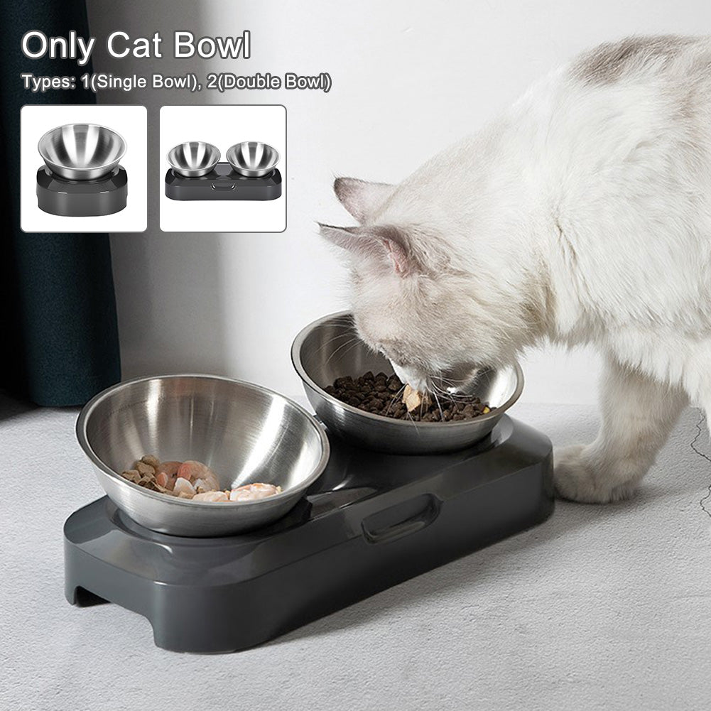 Adjustable Inclined Stainless Steel Cat Bowl – Ergonomic Pet Feeder for Food & Water