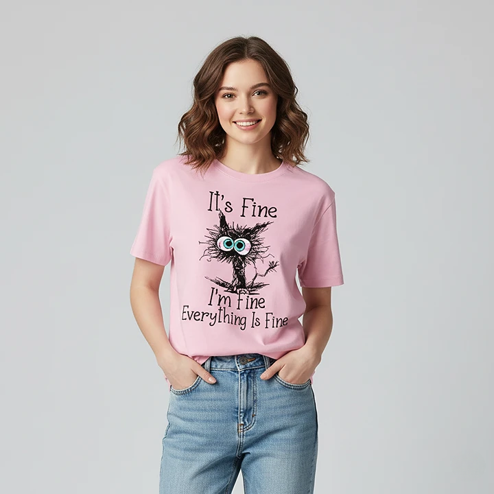 I'm Fine - Cute Cat Print Cotton T-Shirt