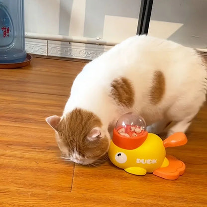 Yellow Duck Interactive Cat Treat Dispenser – Puzzle Slow Feeder Toy 🐱🦆