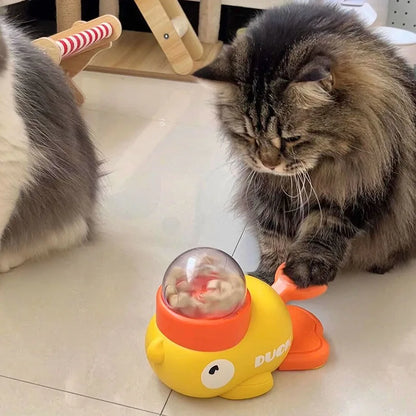 Yellow Duck Interactive Cat Treat Dispenser – Puzzle Slow Feeder Toy 🐱🦆