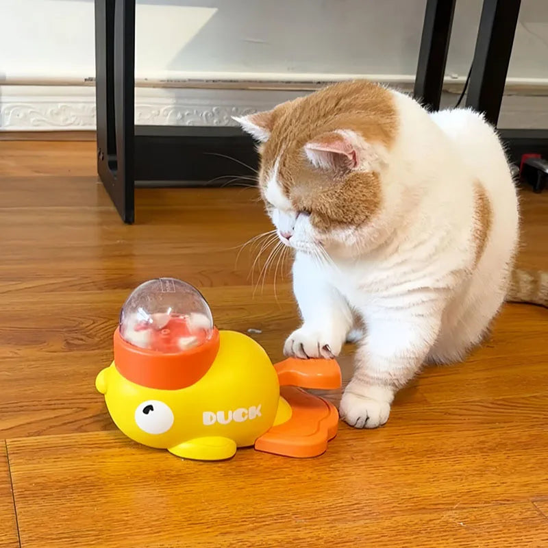 Yellow Duck Interactive Cat Treat Dispenser – Puzzle Slow Feeder Toy 🐱🦆