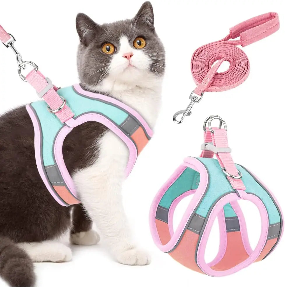 Adjustable Vest-Style Cat Harness Set – Reflective & Safe for Night