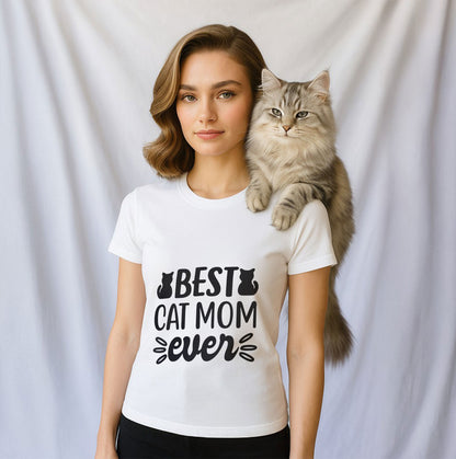 Best Cat Mom Ever – 100% Cotton Unisex Tee with Hilarious Quote for Cat Lovers 🐾