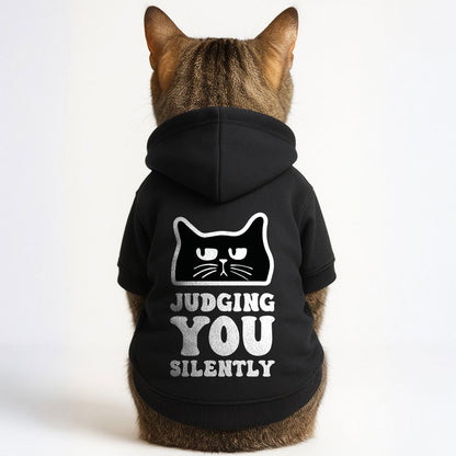 JUDGING YOU SILENTLY – Simple, Stylish & Comfortable Hoodie for Cats | Polyester Fabric | All Sizes