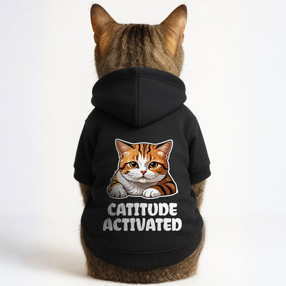 Catitude Activated – Simple, Stylish & Comfortable Hoodie for Cats | Polyester Fabric | All Sizes